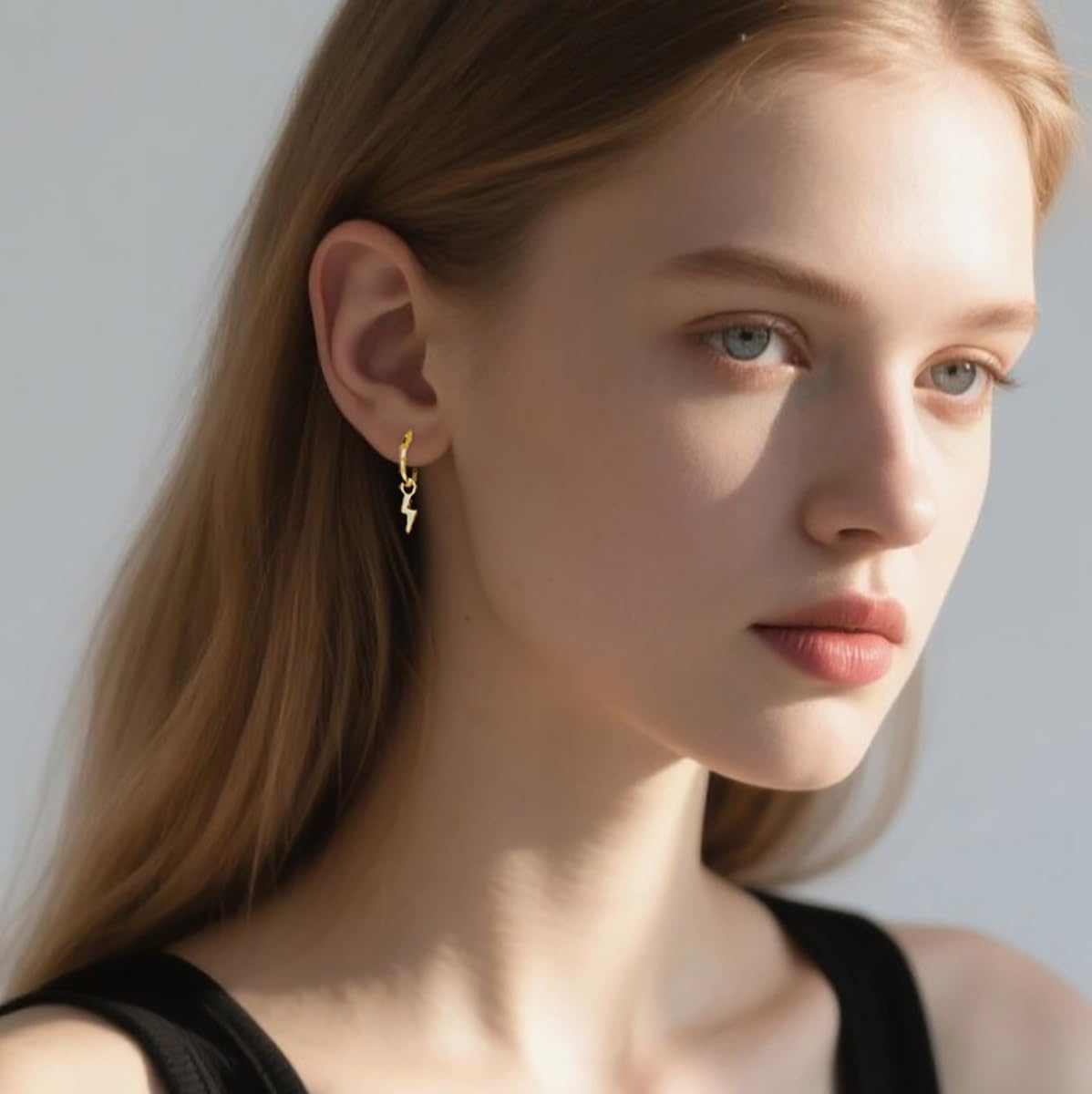 Reffeer Solid 925 Sterling Silver Lightning Bolt Dangle Earrings for Women Teens Lightning Earrings Dangle Hoop Earrings - Image 3