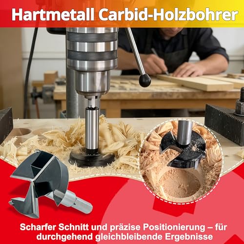 Holzbohrer 35mm, Forstnerbohrer mit Sechskant, Forstner Bohrer für Holz, Spanplatten, Faserplatten, Trockenbau (∅ 35mm)