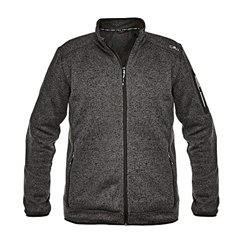 Fondo e polsini elasticizzati CMP Giacca In Pile Knit-Tech da Uomo, Nero-Glacier, 52