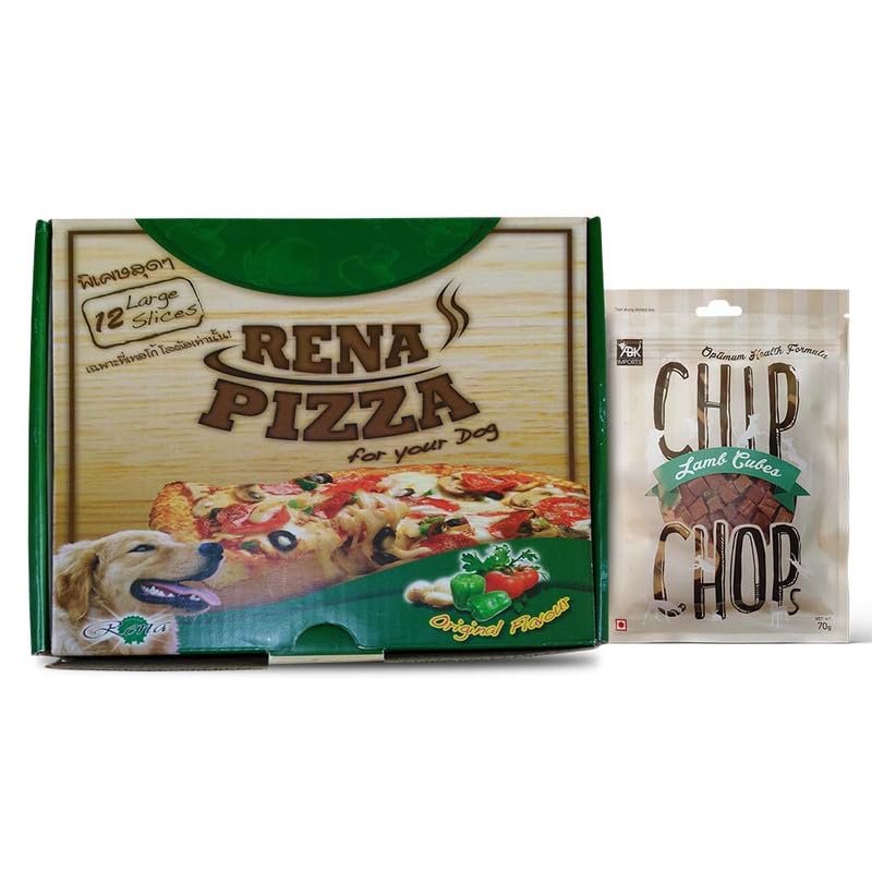 Combo of Rena Chicken & Cheese Flavoured Pizza Snacks for Dogs-12 Large Slice and Chip Chops Lamb Cubes Dog Treats-70gm (B0CKHCGDRY) Amazon Price History, Amazon Price Tracker