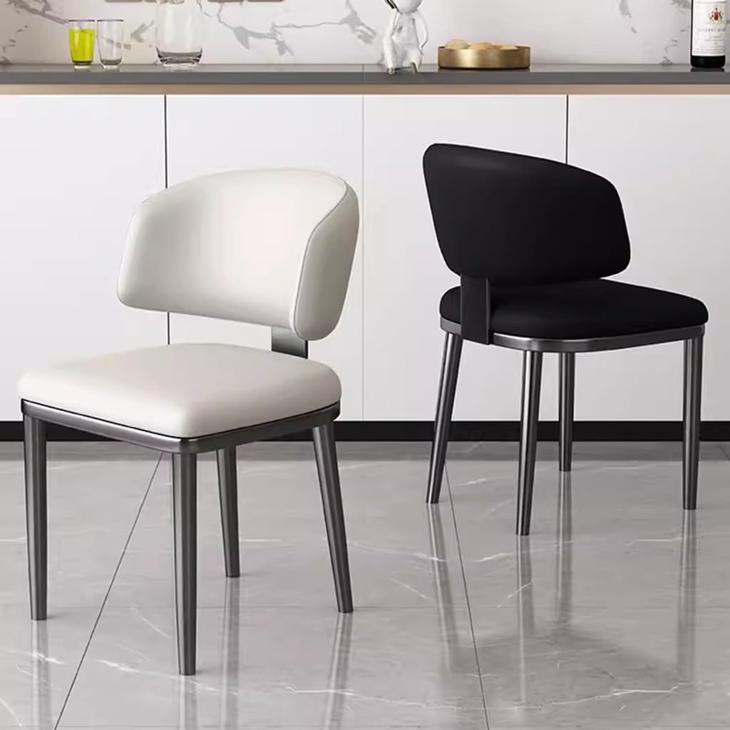 Sillas de Comedor de Polipiel con Respaldo Acolchado y Respaldo Curvo, Silla Lateral tapizada para Habitaciones de huéspedes o restaurantes.