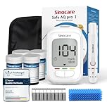 Sinocare Misuratore Glicemia, Glucometro con 100 Strisce Glicemia e 100 Lancette, Elettrodo d'argento più Preciso, Risultati in mg/dL