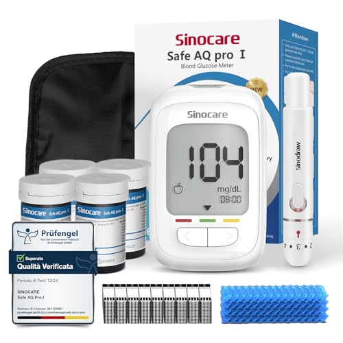 Sinocare Misuratore Glicemia, Glucometro con 100 Strisce Glicemia e 100
