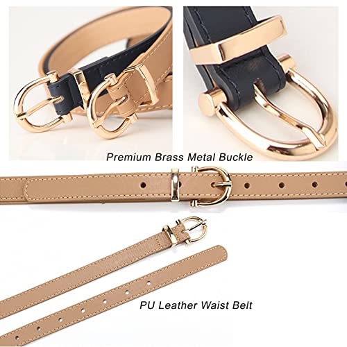 2 Pieces Women Belts with Metal Buckle Skinny Leather Belt Thin Waist Belt for for Jeans & Pans & Dress4
