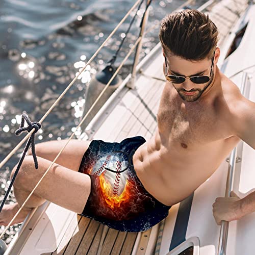 Maillots de bain pour hommes short de plage baseball feu eau JDEZ