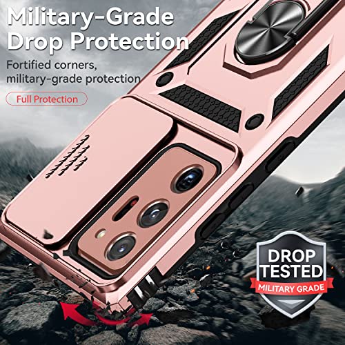 for Samsung Galaxy Note 20 Ultra Case with Camera Lens Cover Screen Protector, Military-Grade Drop Tested Magnetic Ring Holder Kickstand Protective Phone Case for Galaxy Note 20 Ultra 5G (Rose Gold) by M MAIKEZI - Used condition - Image 5