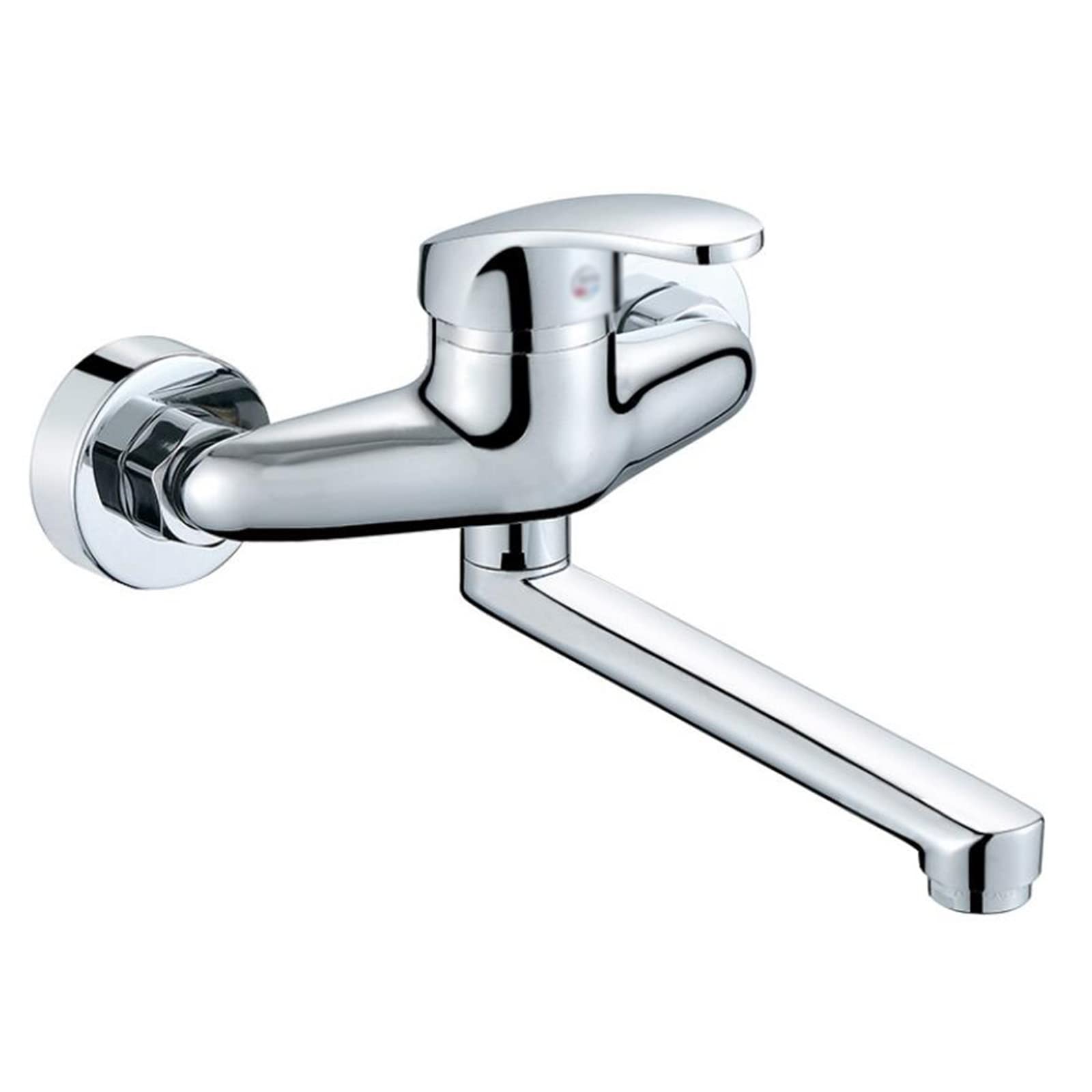 Robinet de cuisine mural en laiton chromé eau chaude et froide pivotant 30 cm
