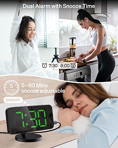 Onlynew Cuckoo Clocks Digital Alarm Clock - 6" Led Mirror Large Display Wall Clocks With Dual Usb Ports, Snooze Mode With Night Light, Wall Clock For Bedrooms #TOP4