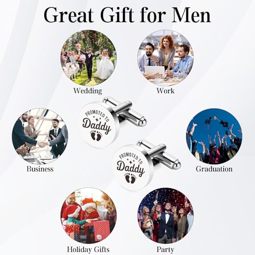 Gemelos plateados grabados para hombre 2 pcs miniatura 4