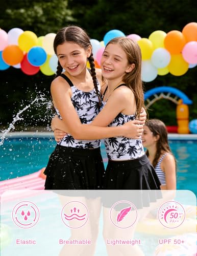 Image of ALISISTER Girls Tankini Swimsuit Two Piece Bathing Suits Summer Beach Swimwear with Shorts for 7-12 Years