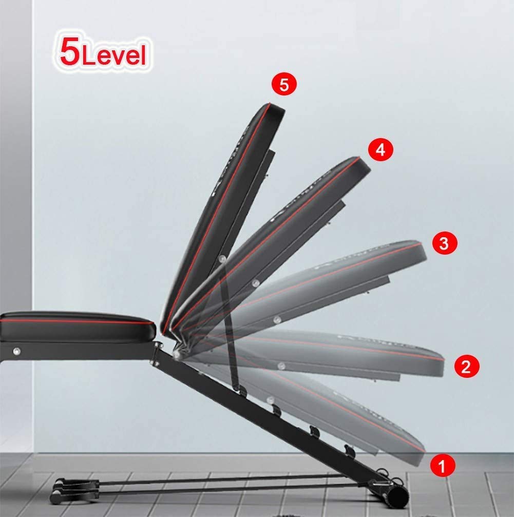 Banco de Abdominales Plegable Ajustable, Banco de Musculacion Plegable Inclinable Banco Reclinable Gimnasio con Curler de Brazos y Piernas, Sistema para Entrenar Los Abdominales