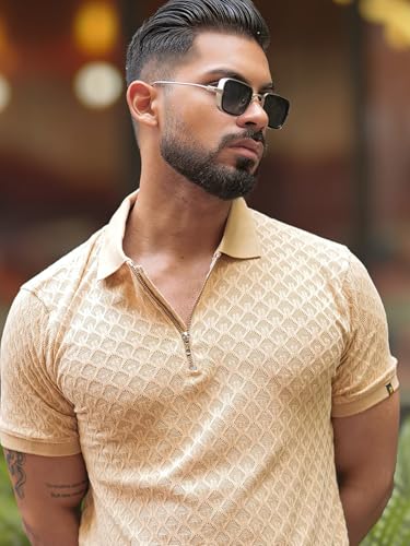 Image of Maniac || Mens || Kite || Textured || Polo Neck || Half Sleeve || Cotton || Slim Fit || Tshirt
