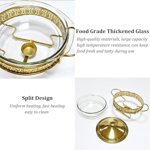 Runde Buffet-Wärmer mit Glas-Tabletts für Partys, Hochzeitsessen – Buffet-Wärmer-Sets – Bild 5