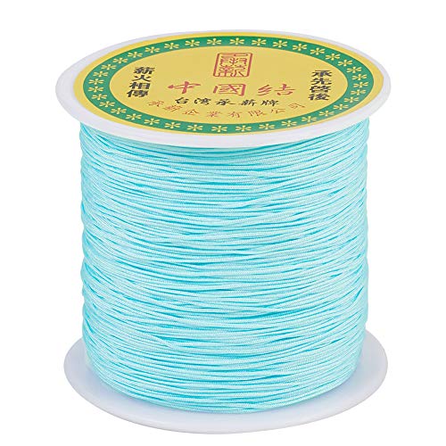 Craftdady 100yards 0.8mm Nylon Cord Braided Beading Thread Chinese Knotting Macrame Rope Cord String for DIY Bracelet Necklace Jewelry Making Pale Turquoise