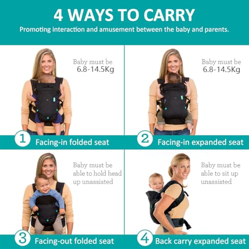 Image of SNOWIE Soft Baby Carrier for 6.8-14.5KG 4 in 1 Adjstable Baby Carrier with Lumbar Support Kangaroo Toddler Carrier Baby Carry Bag Face-in /Face-Out Baby Wrap Carrier for Newborns, Infant 0-36 Months