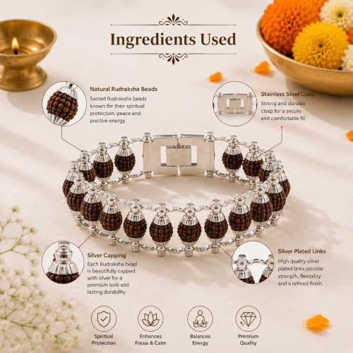 Image of Natural Rudraksha Beaded Bracelet for Men & Women | Spiritual Prosperity & Positive Energy Accessory