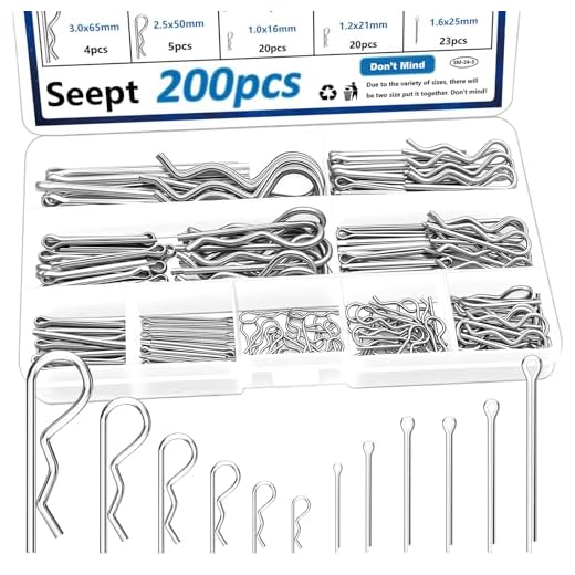 Seept 200 Pcs Cotter Pins Assortment Kit 13-Size 304 Stainless Steel Hitch Pin Clip Tractor Used for Lock System Farm Tools and implements/Tractor Accessories/Parts