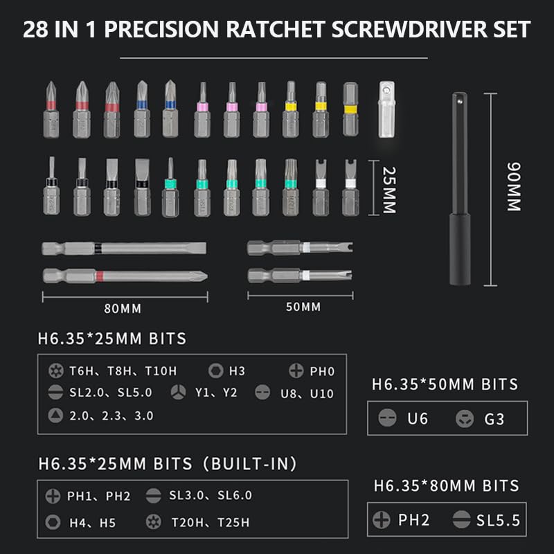 Pozlle 28-in-1 precise ratchet screwdriver set, robust and durable, portable - Image 2