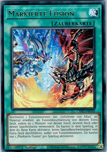 Markierte Fusion - CH01-DE020 - Ultra Rare - 1. Auflage - Deutsch - Yugioh - THE Chronicles Deck: The Fallen & The Virtuous - mit RC-Fieldcenter