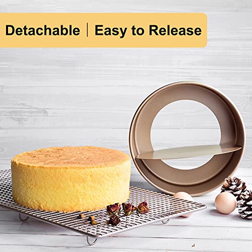 8 Inch Cake Pan With Removable Loose Bottom, Non-Stick Carbon Steel Deep Round Baking Pan, Heavy Duty Bakeware Round Cake Pans, Quick Release Cake Molds For Baking Layer Cake, Cheese Cake, Deep Wall #TOP4