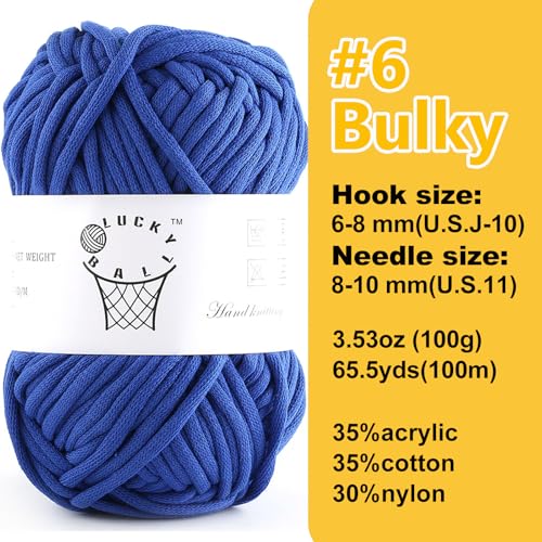 Image of 100g Yarn for Crocheting and Knitting,66yds /60m Cotton Yarn for Beginners,Cotton-Nylon Acrylic Blend Yarn for Beginners Crochet Kit Making(Navy)