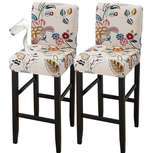 Image of Bar Stool Covers Counter Chair Slipcovers Set of 2,Color 03 | Stretch Barstool Seat Covers,Washable Removable Pub Tall Stool Slipcover,Bar Chair Cover for Kitchen Dining Room Cafe