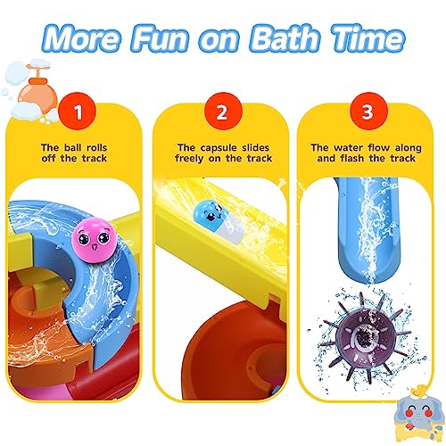 Bath Toys For Kids Ages 4-8 Water Toddler Bathtub Toys Ball Slide Track Diy Mold Free Wall Shower Toys With Suction Cups For Boys Girls Bath Time Ages 3 4 5 6 7 8(38Pcs) #TOP2