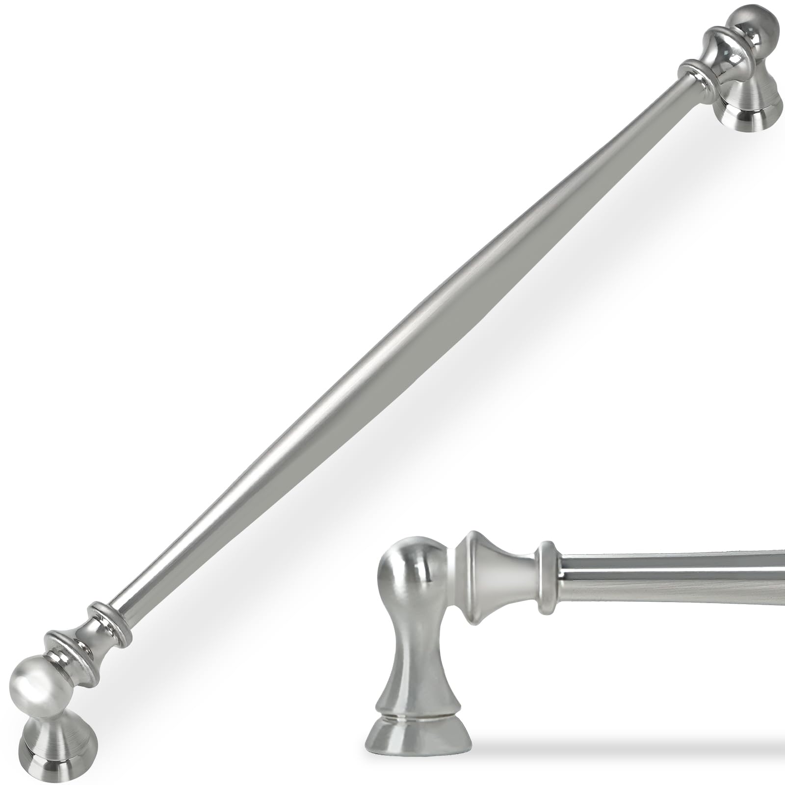 Paquete de 10 tiradores de gabinete de cocina de 10 pulgadas (254 mm) de níquel satinado cepillado, tiradores de gabinete de aleación de zinc, tiradores de cajones sólidos para cocina