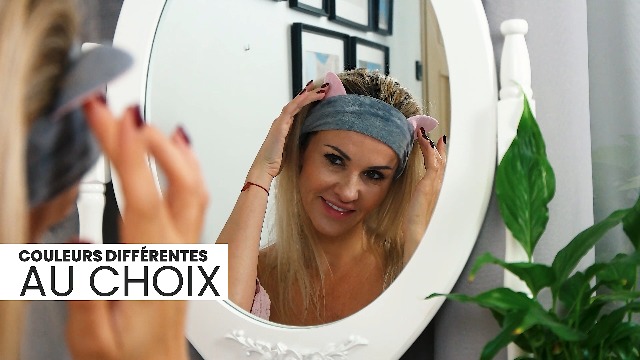 Lot De 3 Bandeaux De Toilette Avec Oreilles De Chat - Tissu Polaire Doux - Pour Spa, Sport, Soins De La Peau - Couleurs Café, Beige, Blanc - 6