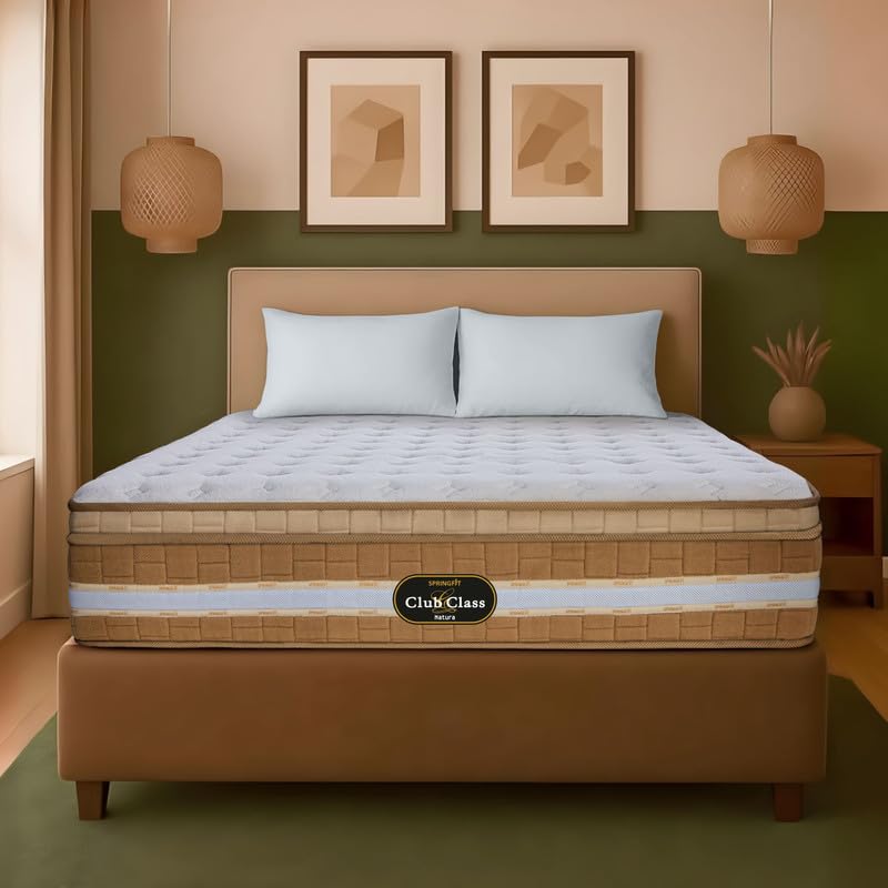 Image of Springfit Club Class Natura Mattress with Pocket Spring and Aerosleep Memory & HR Foam | 6 Inches Double Size (72x48x6) | Medium Soft | CertiPUR-US & Certiguard Technology
