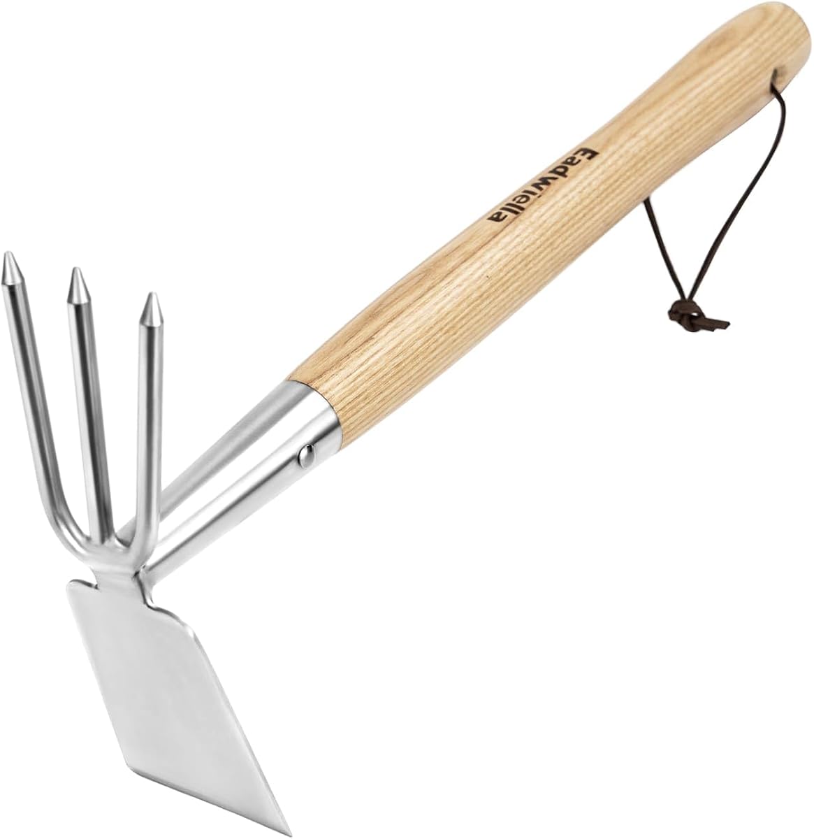 Azada y cultivador Rastrillo de jardín Herramienta de cultivador manual Mango de madera Cultivador de doble cara Herramienta versátil para cavar, aflojar el suelo, desherbar, romper el suelo, cultivar, preparar semilleros Jardín combinado
