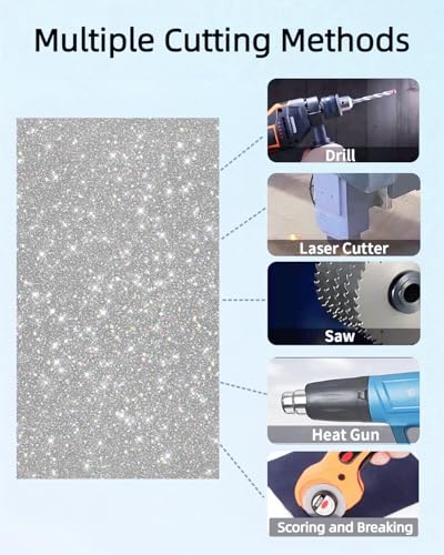 Image of Acrylic Sheets Both-Side Glitter Acrylic Sheets 1 /8 Thick for Laser Cutting Engraving Plexiglass Sheets for Art Design Crafting DIY Home Decore Festival Ornaments (2, Silver, 8X12inch)