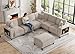 Legend Vansen Oversized Modular Sectional Sofa,7-Seat Deep Seat Sofa with Ottoman,USB Ports,Hidden Cup Holders,Side Storage Cabinets in Armrests,U Shaped Couch in Chenille for Living Room (Cream, L7)