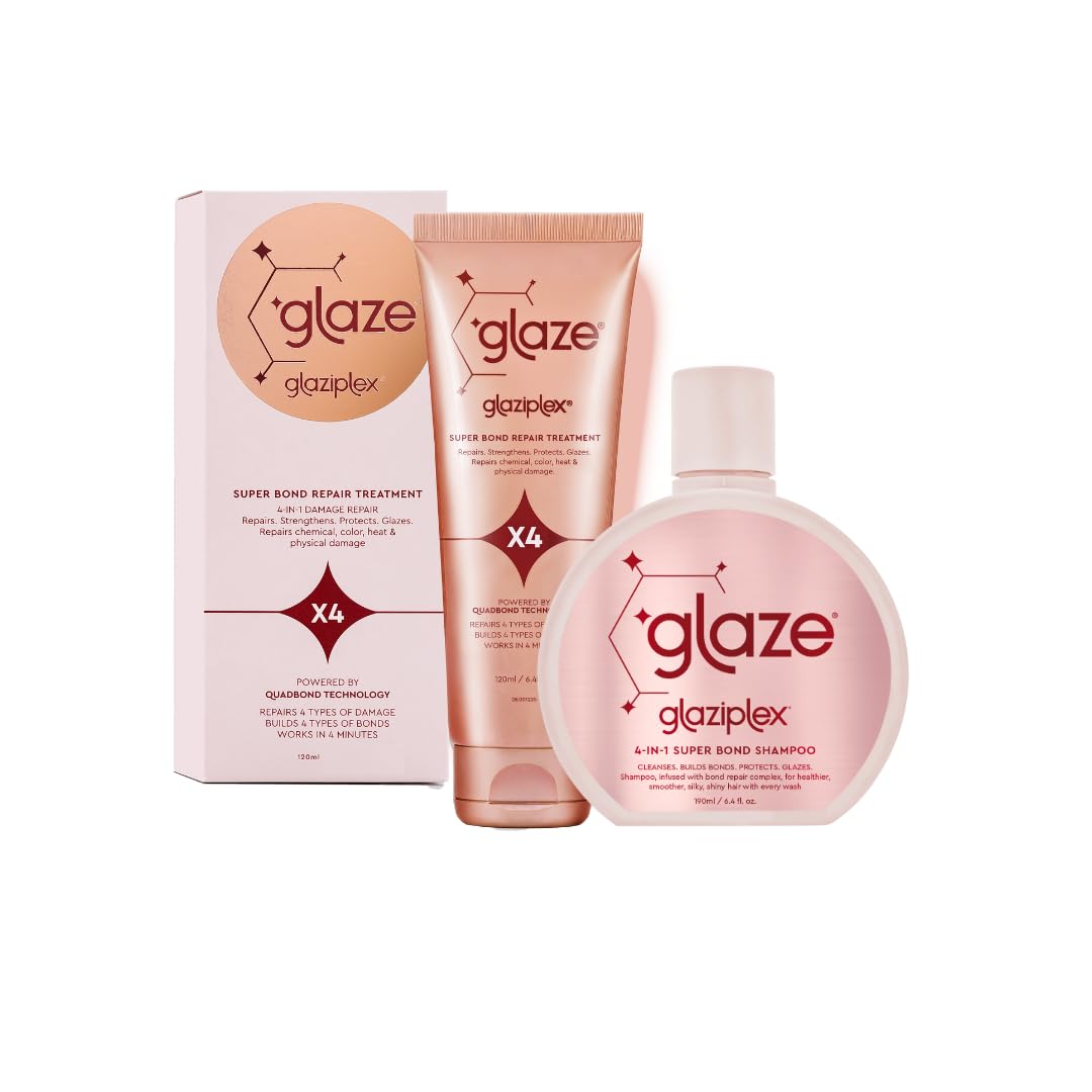 Glaze Bond Building Shampoo + Conditioning Treatment Mask Duo - Cleanse, Strengthen,Repair & Boosts Shine
