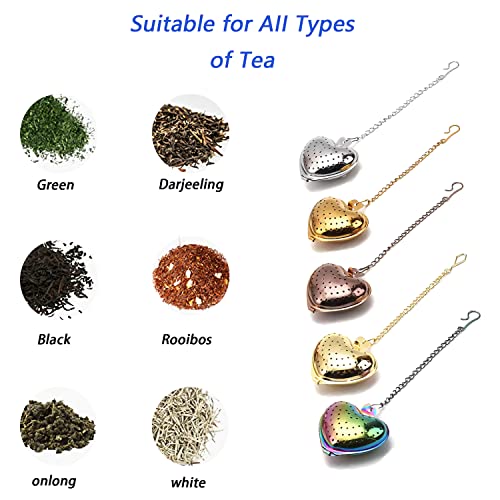Adyawen 5 Pcs Tea Infuser,Stainless Steel Ball Mesh Tea Strainer，Tea Strainers For Loose Tea (Heart-Shaped) #TOP4