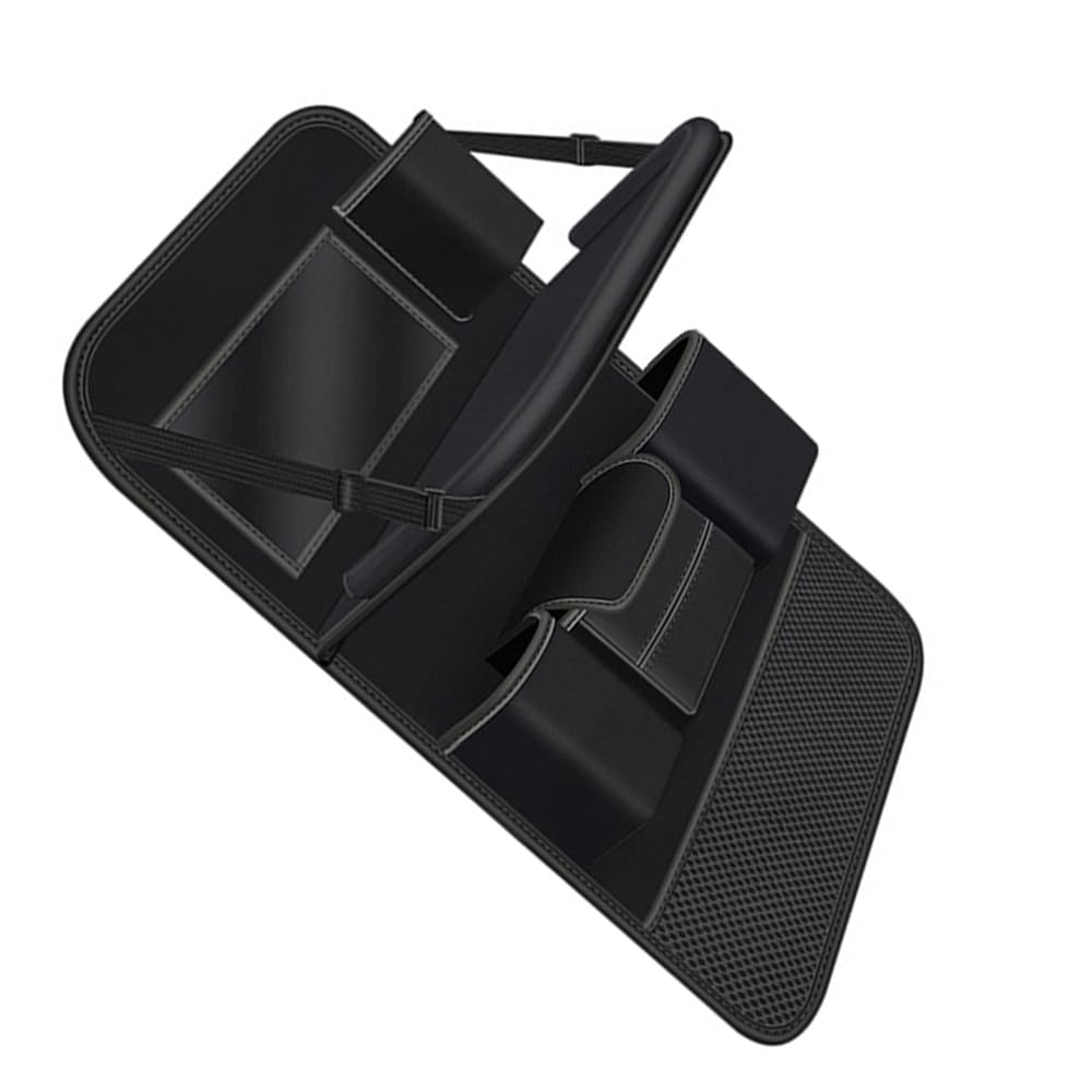 Riloer Storage Holder, 1 PC Car Seat Back Storage Bag, Leather Backseat Organizer with Foldable Tray Compatible with Various Vehicles 25.2 * 17.7 Inch (Black)