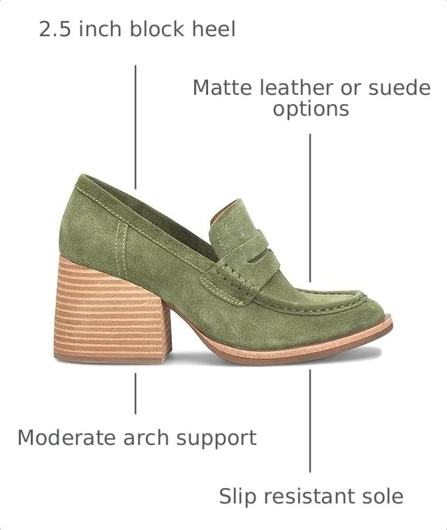 Image of MOOMMO Women Chunky Platform Loafers Pumps Round Closed Toe Slip On Penny Loafers Suede Block High Heels Oxford Shoes Formal Classic Thick Heel Dress Loafer Office Ladies Vintage Comfort 4-11 M US