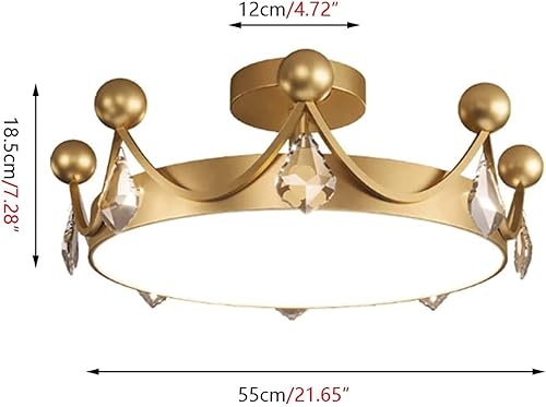 Miniatura 3 de vsGotber Lámpara colgante de techo moderna con corona para dormitorio de niños lámpara de techo de cristal cálido y dorado lámpara de techo creativa