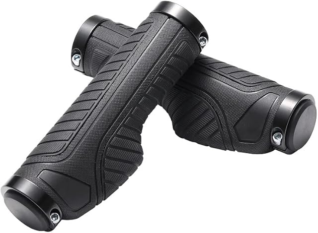 GERUIEN Mountain Bike Handlebar Grips, Ergonomic Design Dual Lock-on Non-Slip Rubber MTB Handlebar Grips for Outdoor Cycling (Black)