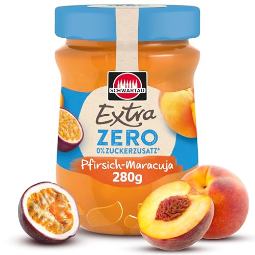 Schwartau Extra Zero Pfirsich-Maracuja, Fruchtaufstrich ohne Zuckerzusatz, 14kcal pro 25g, 280g