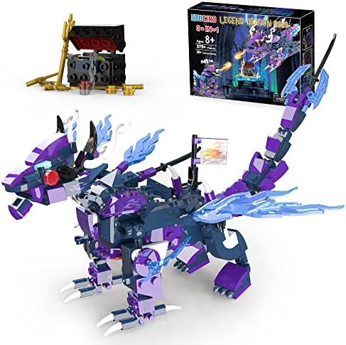EDUCIRO 3in1 Legendary Dragon Building Toy Set for Kids Ages 6+ (375 Pieces), Featuring Fly Dragon - Kylin and 2 Battle Ninja Knights and a Treasure Chest