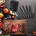 RAXCO 17-Piece Knife Sets with Block for Kitchen | All-in-one Stainless Steel | Dishwasher Safe | Full-Black
