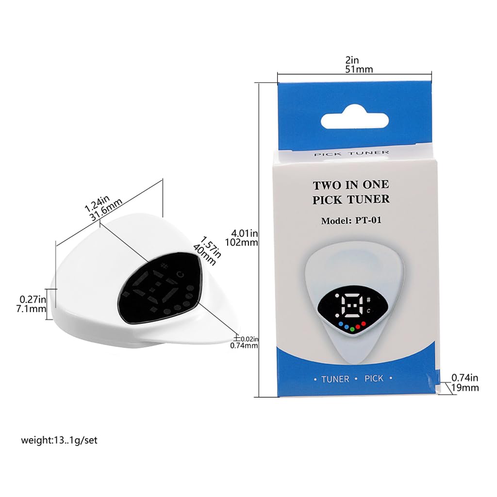 RuiJOTWAT 2 In 1 Guitar Pick Tuner For String Instruments Real Time Pitch Accuracy With Color Coded Visual Indicators - Image 2