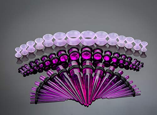 image for CABBE KALLO CABBE 50pcs Ear Stretching Kit Silicone Tunnels Acrylic Ta