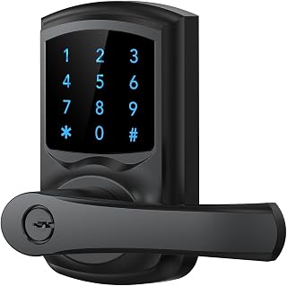 HIDALIFE HL-668 Keyless Entry Touchscreen Door Lock with Handle, Anti-Peep Codes, 5s Auto-Lock - Matte Black Front Door Deadbolt