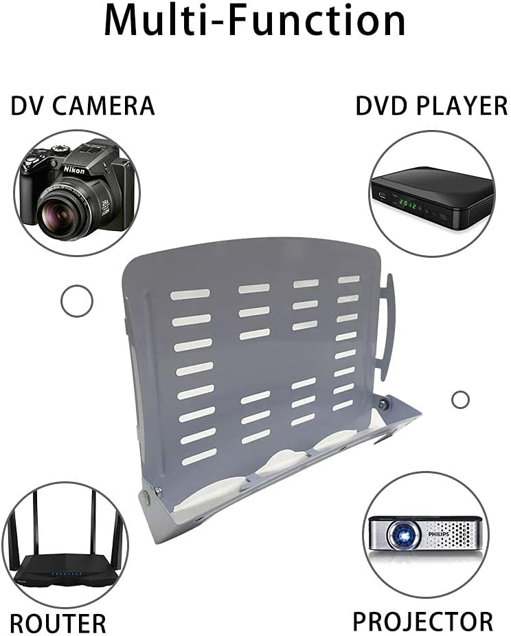 Small Wall Shelf, Floating Shelf,NO Drilling Projector Wall Mount - Loading Capacity 4.4lbs, 90 Degree Foldable, Used for Media Boxes, Game Consoles, Routers, Projectors and Sounds (White)