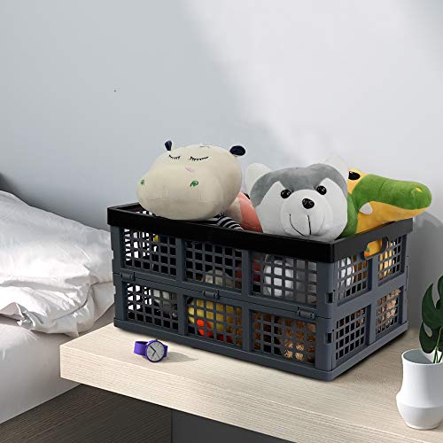 Hommp 3-Pack 30 L Plastic Collapsible Storage Crates, Stackable Storage Basket #TOP6