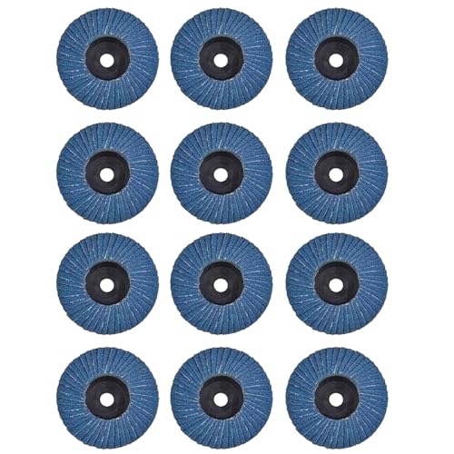 12 discos abrasivos, discos abrasivos de 75 mm, grano 40/60/80/120, juego de láminas para metal, acero, madera, disco de lijado, mopa plana, amoladora angular de 3 pulgadas, azul