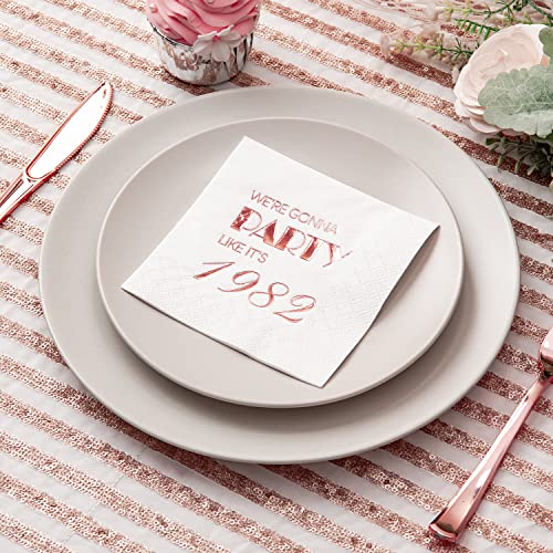 Crisky NPK038-1980GONNAPARTY-ROSEGOLD-50 40Th Birthday Cocktail Napkins Rose Gold thumb #5