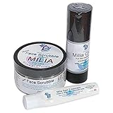 3 Piece Milia Treatment Set, Helps Dissolve and Reduce Milia, With Salicylic Acid, Sandalwood, Olive Squalene, Face Scrubbies and Face Cream Set, By Diva Stuff